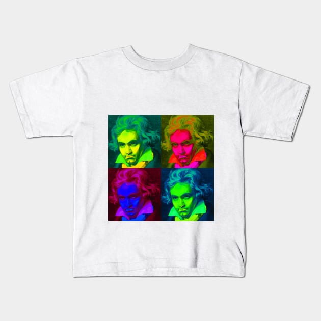 Pop Art - Ludwig van Beethoven Kids T-Shirt by Naves